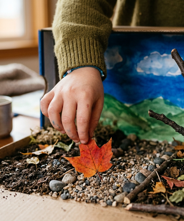 Cardboard Box Biomes with Found Nature Treasures — Arts & Crafts activity for ages 3–8 years (indoor, 60 min)