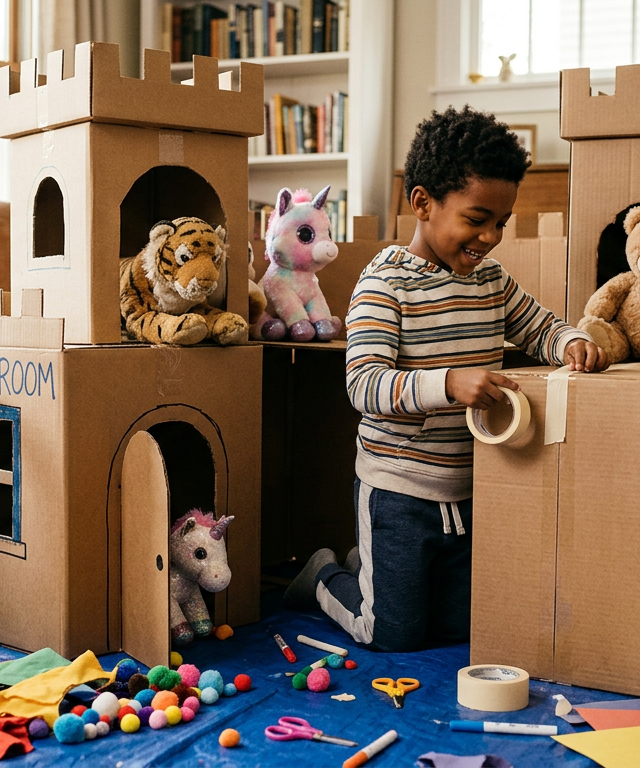 Cardboard Box Pet Palace — Construction & Engineering activity for ages 4–10 years (indoor, 90 min)