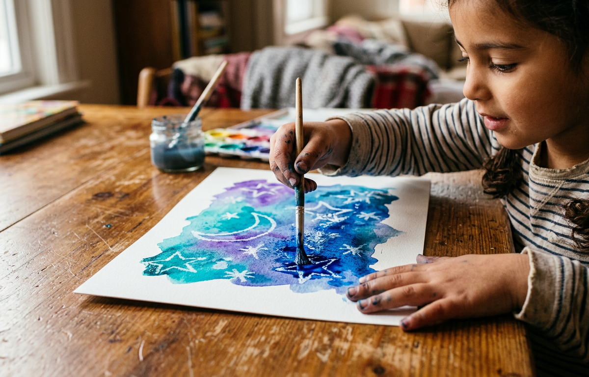Crayon Wax-Resist Secret Messages — Arts & Crafts activity for ages 3–6 years (indoor, 20 min)