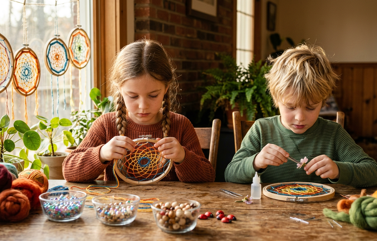 Enchanted Forest Looming: Spiderweb Art — Fantasy & Characters activity for ages 5–10 years (indoor, 60 min)