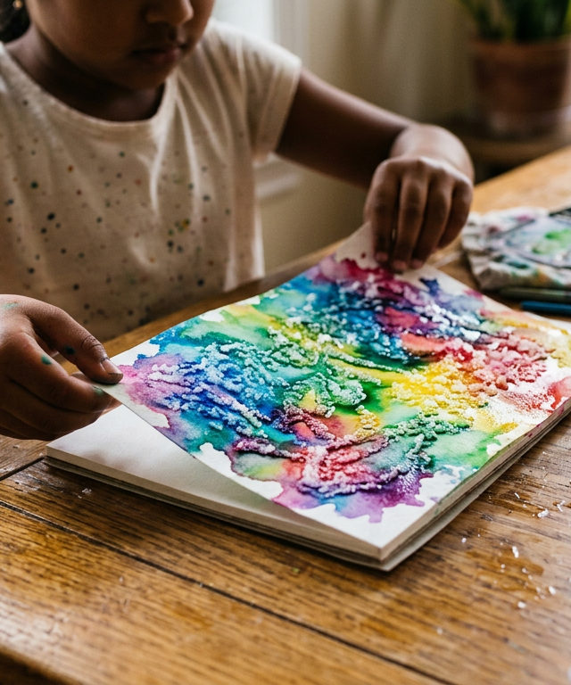 Raised Salt Painting — Science Experiments activity for ages 4–7 years (indoor, 30 min)