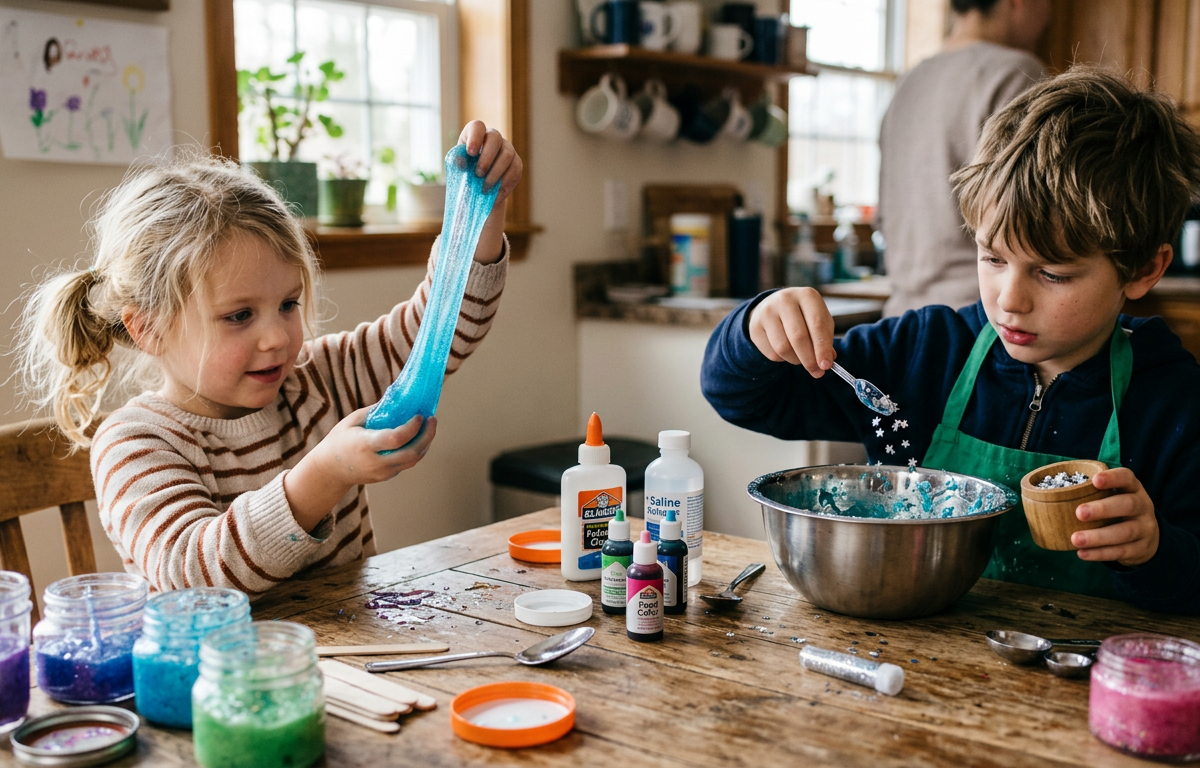 Sparkly Homemade Slime Jars — Fantasy & Characters activity for ages 4–10 years (indoor, 45 min)