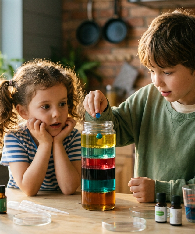 Magic Rainbow Density Jar Layering Experiment — Science Experiments activity for ages 4–10 years (indoor, 30 min)