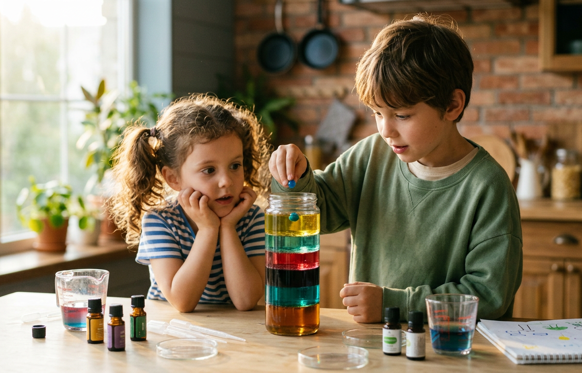 Magic Rainbow Density Jar Layering Experiment — Science Experiments activity for ages 4–10 years (indoor, 30 min)