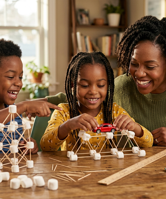 Marshmallow & Toothpick Bridge Challenge — Construction & Engineering activity for ages 5–10 years (indoor, 60 min)