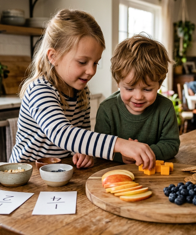 Monster Menu Fraction Story Snack Board — Numbers & Math activity for ages 3–8 years (indoor, 30 min)
