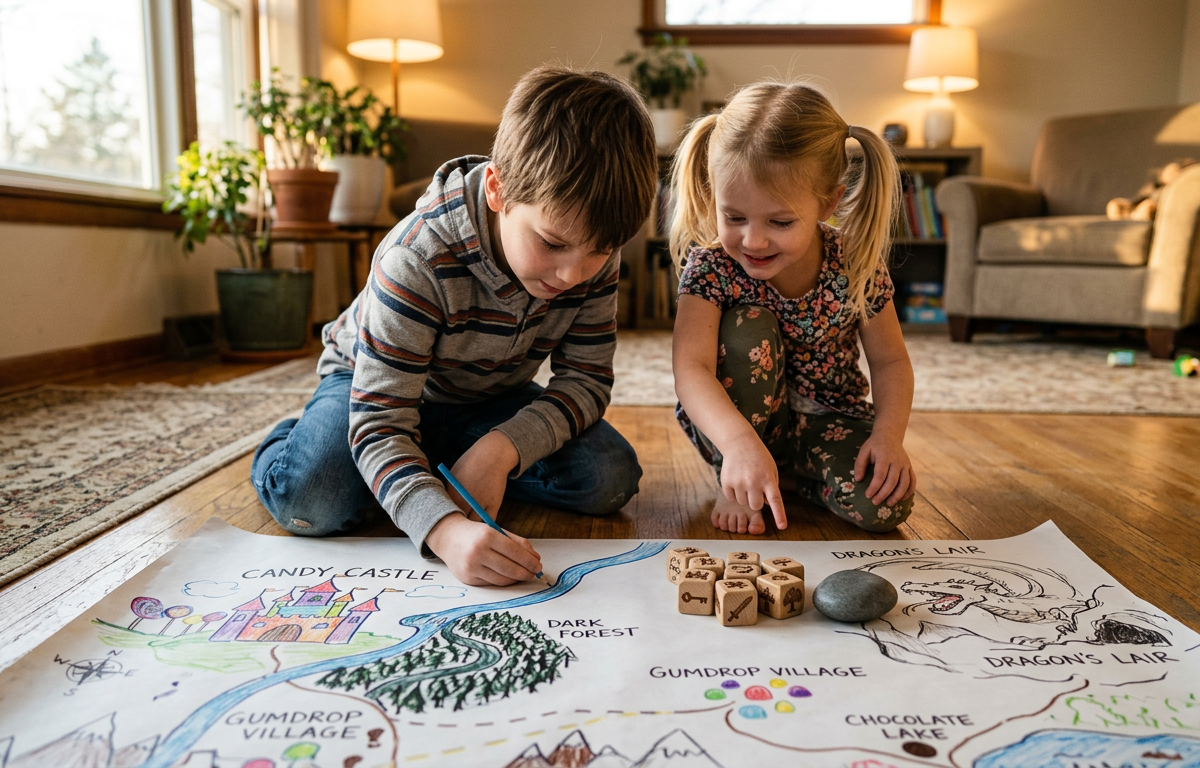 Mythical Creature Map Makers Guild — Arts & Crafts activity for ages 5–10 years (indoor, 45 min)