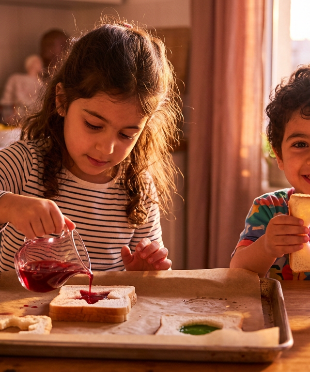 No-Bake 'Stained Glass' Gelatin Sandwiches — Cooking & Baking activity for ages 3–8 years (indoor, 30 min)