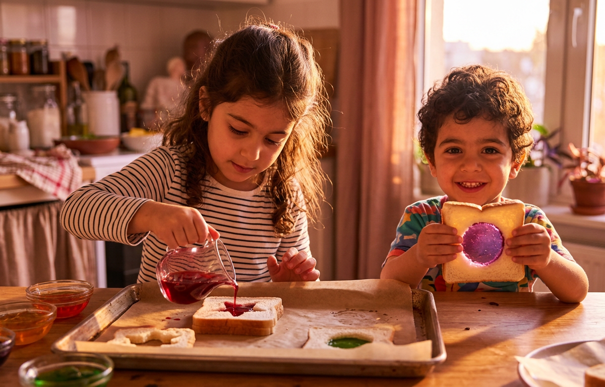 No-Bake 'Stained Glass' Gelatin Sandwiches — Cooking & Baking activity for ages 3–8 years (indoor, 30 min)