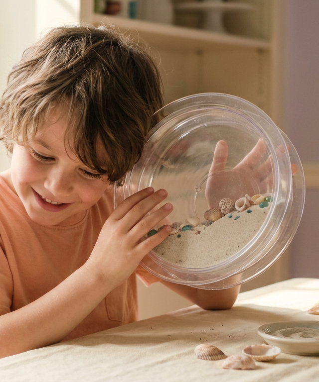 Ocean Drum of Sand and Seashells — Music activity for ages 5–9 years (indoor, 60 min)