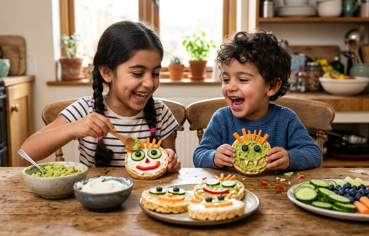 Silly Monster Face Rice Cake Portraits — Cooking & Baking activity for ages 2–10 years (indoor, 30 min)