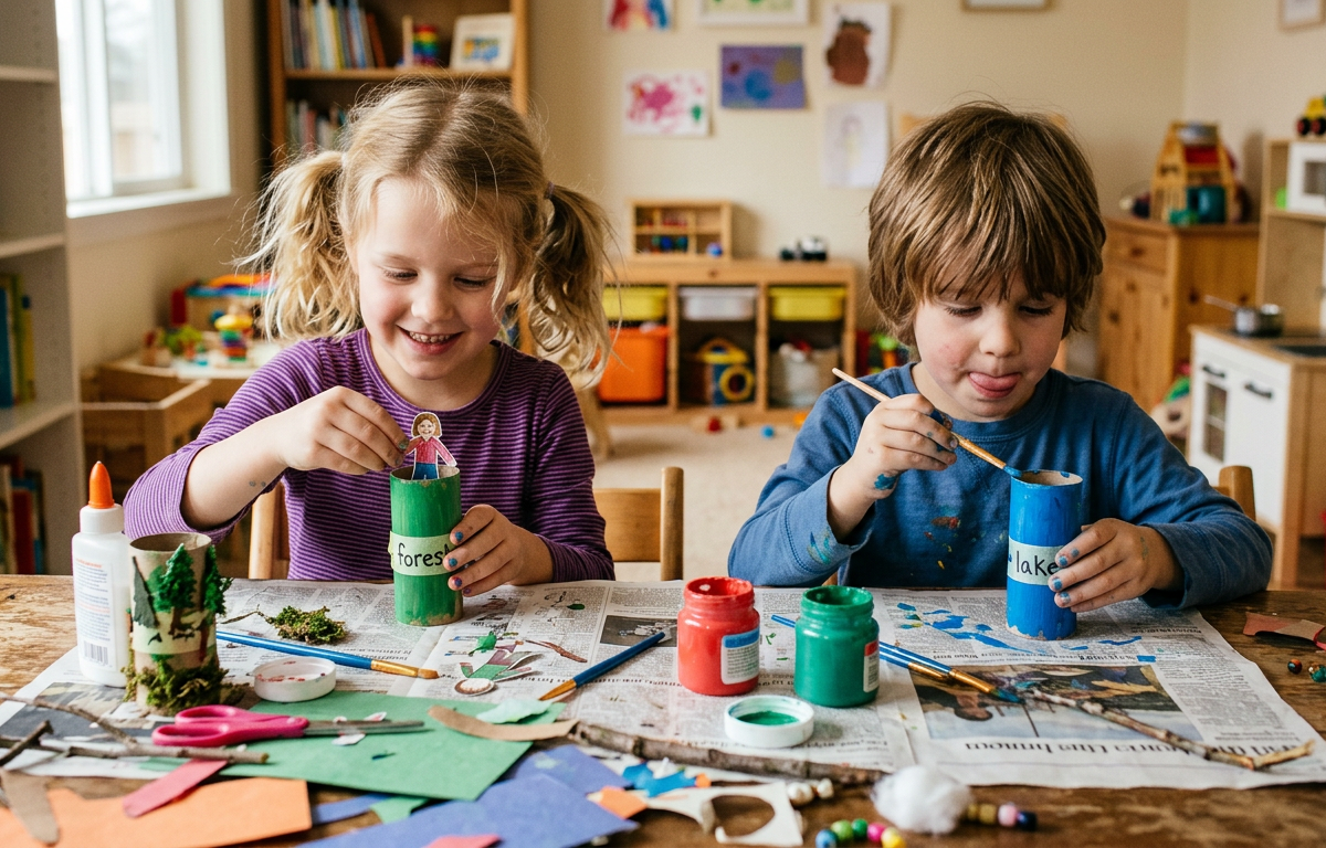 Storybook Scene Scrolls: Paper Roll Dioramas — Arts & Crafts activity for ages 5–10 years (indoor, 60 min)