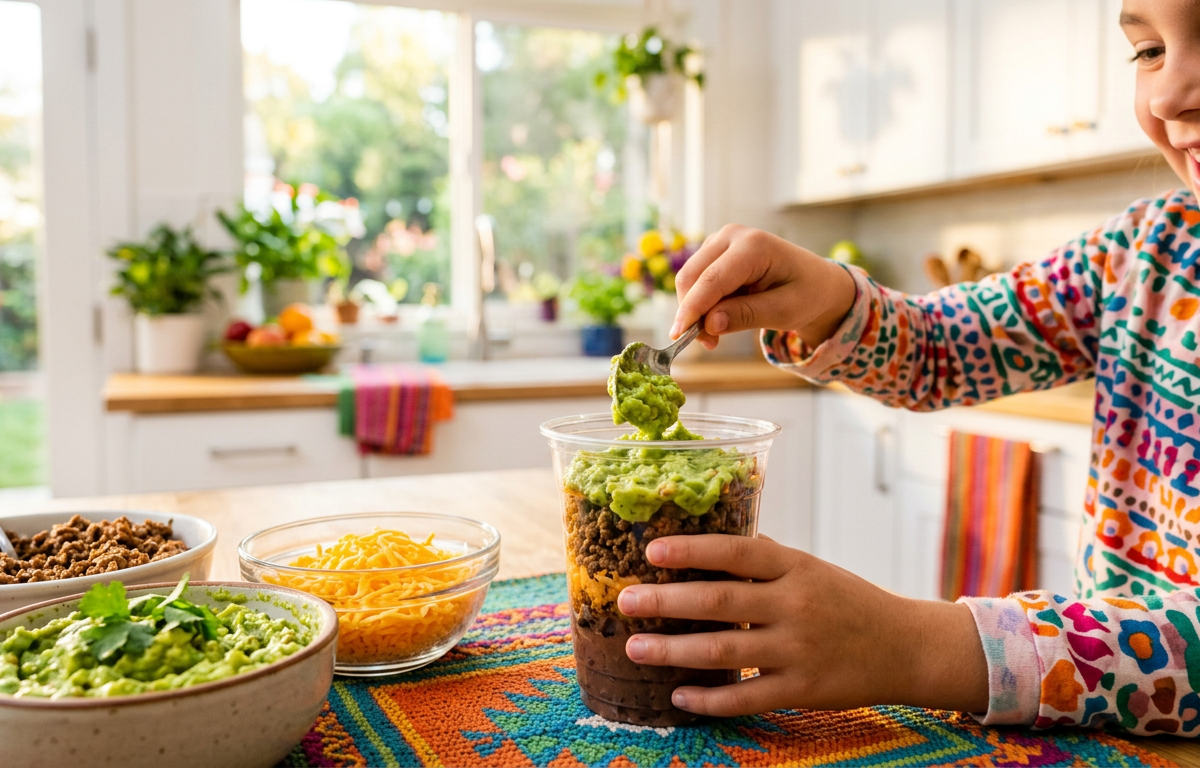 Savory Soil Layer Dip Cups — Cooking & Baking activity for ages 5–9 years (indoor, 15 min)