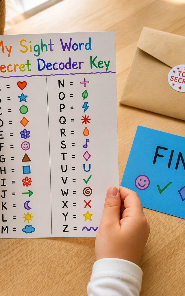 Sight Word Secret Decoder Treasure Hunt — Reading & Literacy activity for ages 5–7 years (indoor, 35 min)