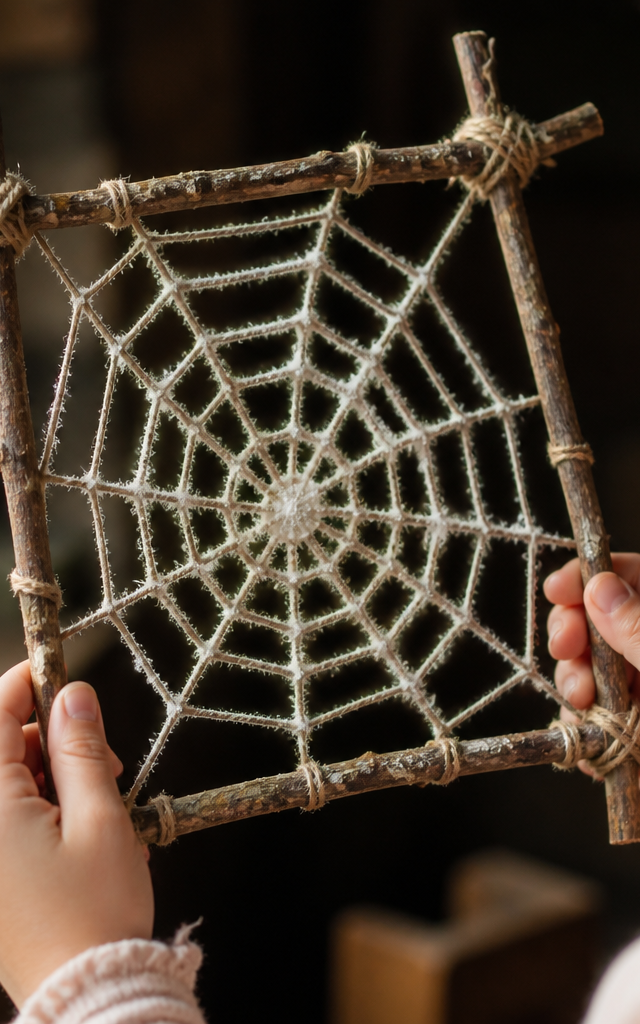 Spider's Orb Web Weaving Frame — Animals activity for ages 6–10 years (indoor, 45 min)
