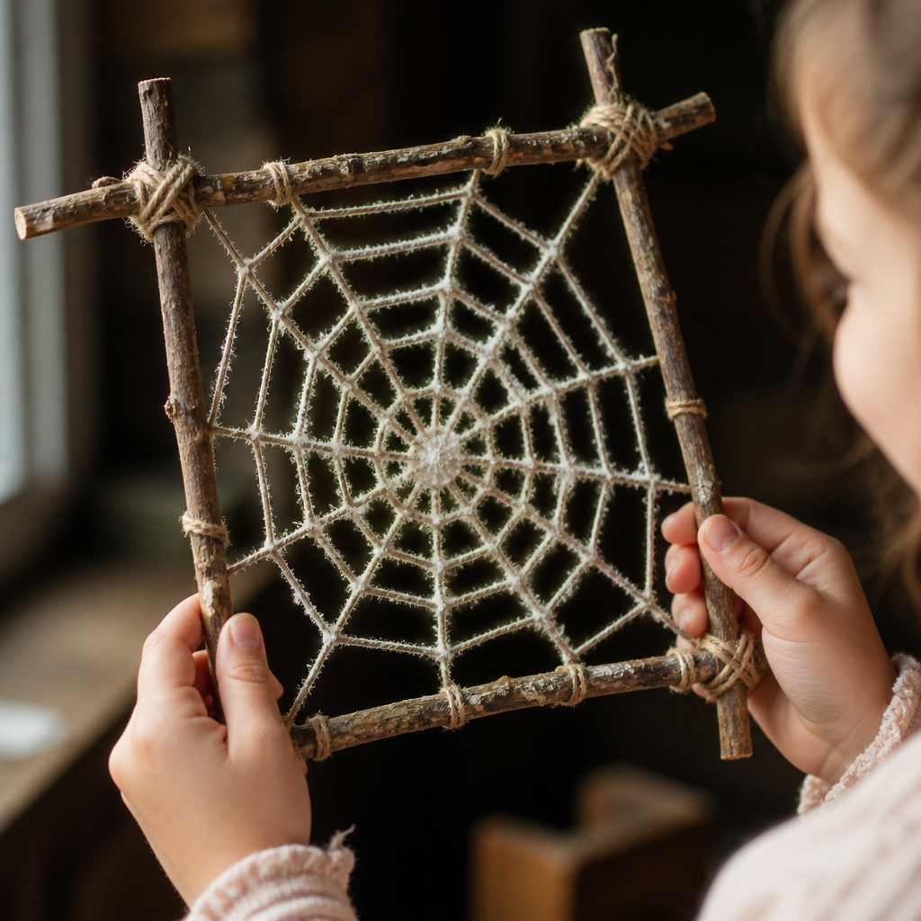 Spider's Orb Web Weaving Frame — Animals activity for ages 6–10 years (indoor, 45 min)