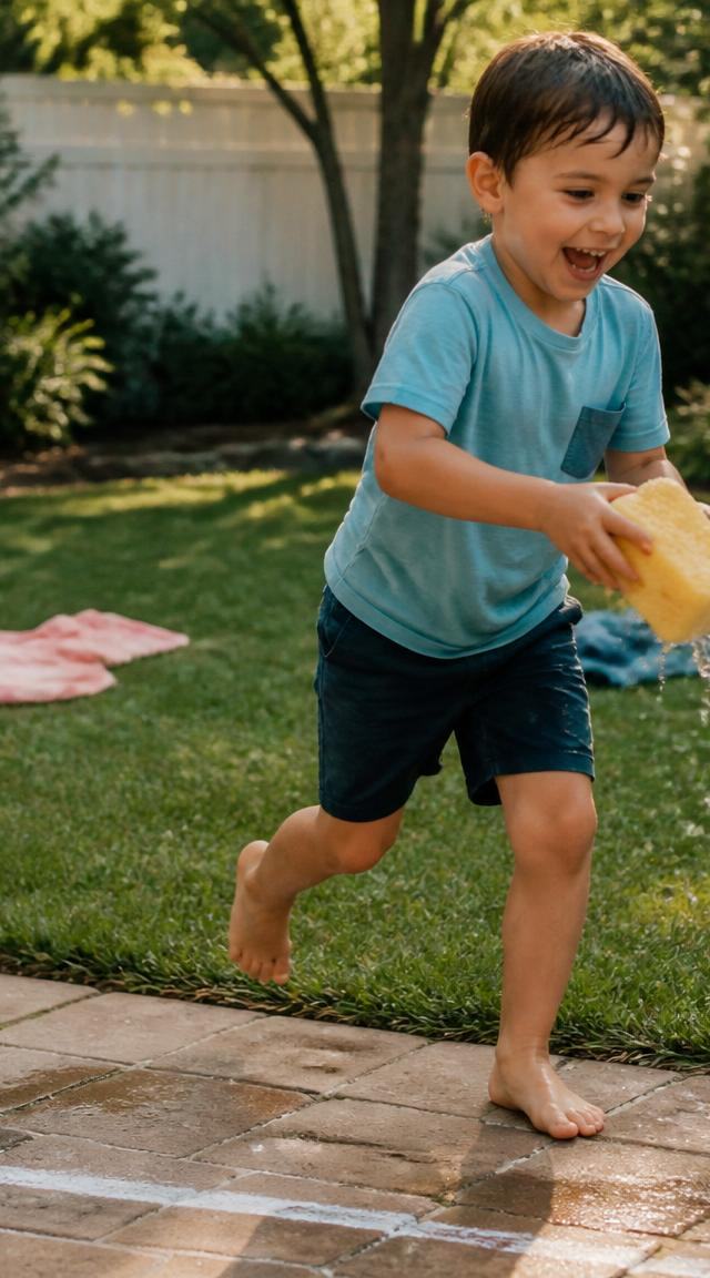 Wet Sponge Relay Race — Water Play activity for ages 4–10 years (outdoor, 25 min)