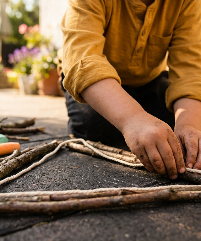 Stick & String Shape Lab — Numbers & Math activity for ages 4–8 years (outdoor, 45 min)