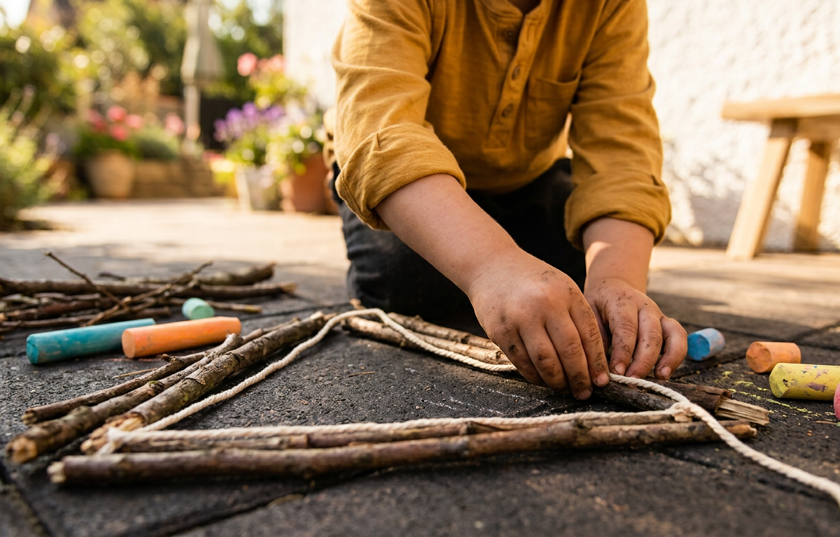 Stick & String Shape Lab — Numbers & Math activity for ages 4–8 years (outdoor, 45 min)