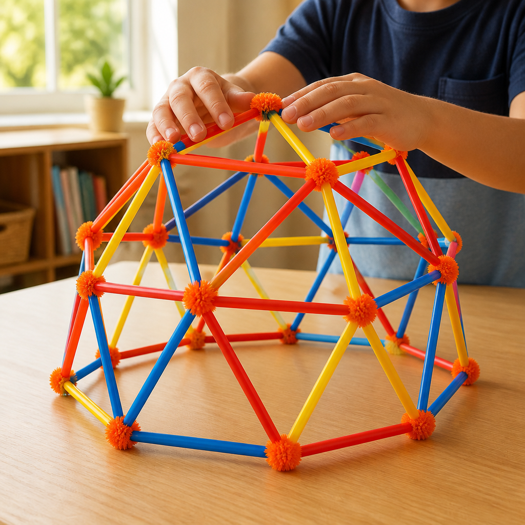 Straw and Pipe Cleaner Geodesic Dome — Construction & Engineering activity for ages 6–10 years (indoor, 60 min)
