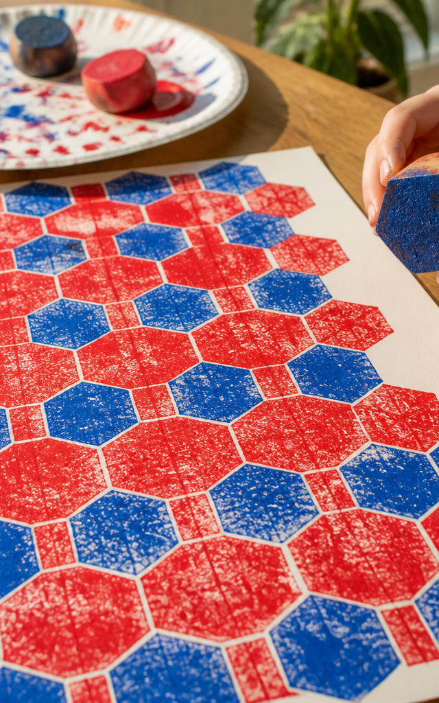 Tessellating Tile Art Stamping Set — Numbers & Math activity for ages 6–10 years (indoor, 60 min)