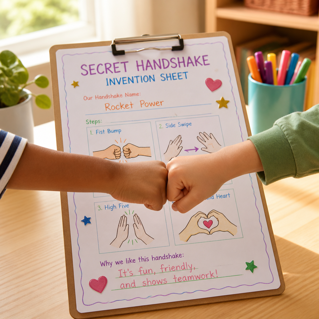 The Apology Secret Handshake Invention — Building Character activity for ages 6–10 years (indoor, 45 min)