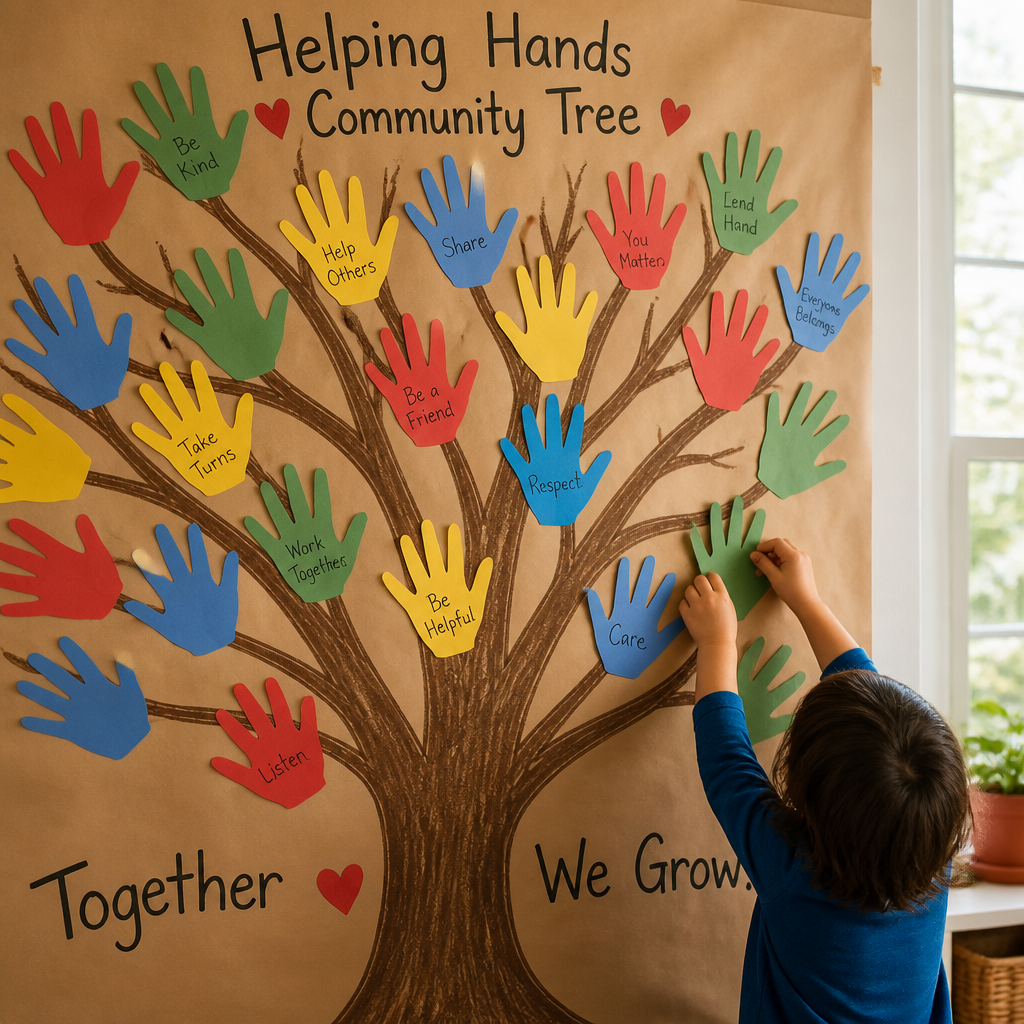 The Helping Hands Community Tree Mural — Building Character activity for ages 4–10 years (indoor, 60 min)