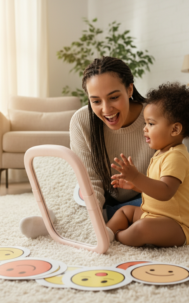 Feelings Mirror Face Match — Toddler (12–36 months) activity for ages 12–18 months (indoor, 10 min)