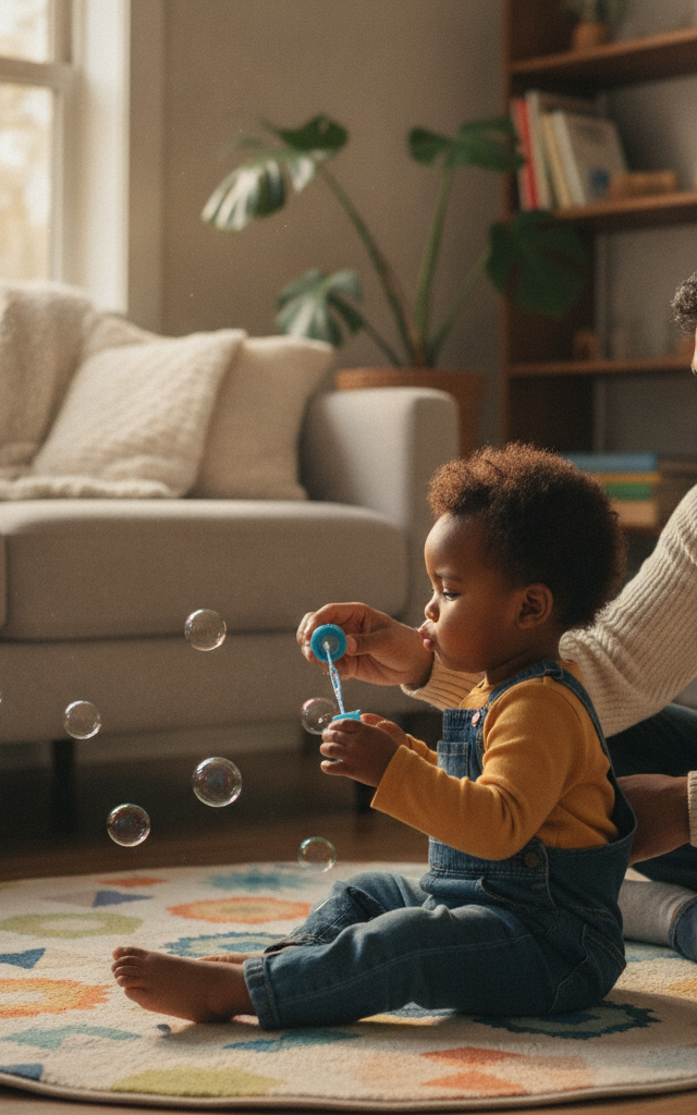 Bubble Breath Calm-Down — Toddler (12–36 months) activity for ages 30–36 months (indoor, 10 min)