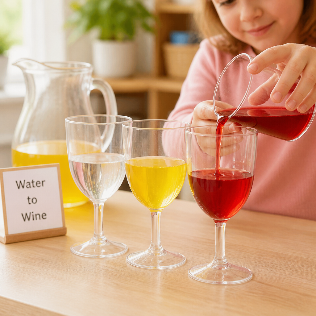 Water to 'Wine' Color-Changing Spectacle — Science Experiments activity for ages 6–10 years (indoor, 30 min)